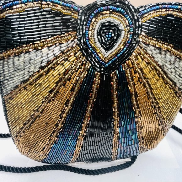 ✨ Gold & Bronze Beaded Art Deco Evening Bag – American Vintage - Picture 4 of 10